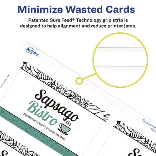 Image of Avery® 88220 Print-to-the-Edge Business Cards with Rounded Corners, Inkjet, 2 x 3.5, White, 8 Cards/Sheet, 20 Sheets/Pack