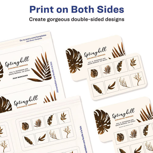 Image of Avery® 88220 Print-to-the-Edge Business Cards with Rounded Corners, Inkjet, 2 x 3.5, White, 8 Cards/Sheet, 20 Sheets/Pack