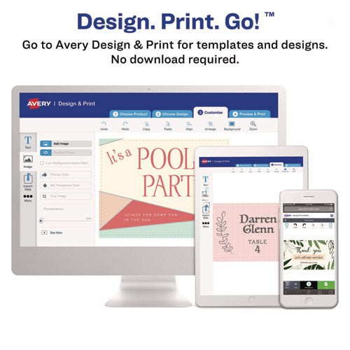 Image of Avery® 88220 Print-to-the-Edge Business Cards with Rounded Corners, Inkjet, 2 x 3.5, White, 8 Cards/Sheet, 20 Sheets/Pack