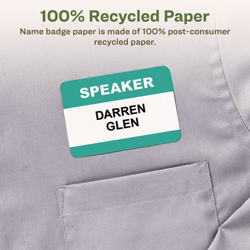 Image of Avery® 42395 Ecofriendly Adhesive Name Badge Labels, 3.38 X 2.33, White, 160/box