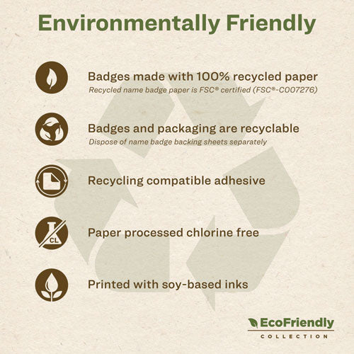 Image of Avery® 42395 Ecofriendly Adhesive Name Badge Labels, 3.38 X 2.33, White, 160/box