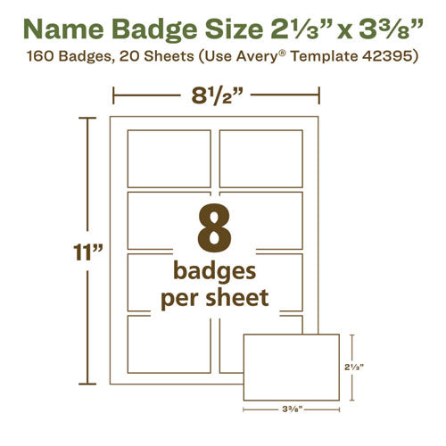 Image of Avery® 42395 Ecofriendly Adhesive Name Badge Labels, 3.38 X 2.33, White, 160/box