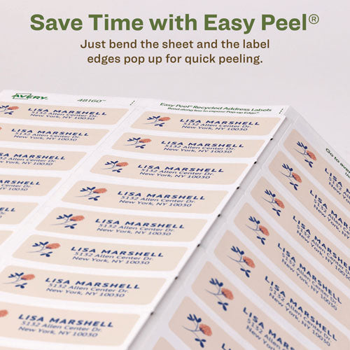 Image of Avery® 48160 Ecofriendly Mailing Labels, Inkjet/laser Printers, 1 X 2.63, White, 30/sheet, 25 Sheets/pack