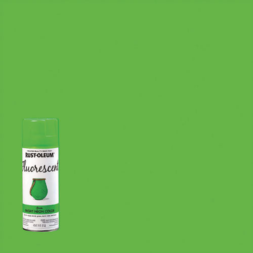 Image of Rust-Oleum® 342417 Specialty Fluorescent Spray Paint, Flat Fluorescent Green, 11oz Aerosol Can