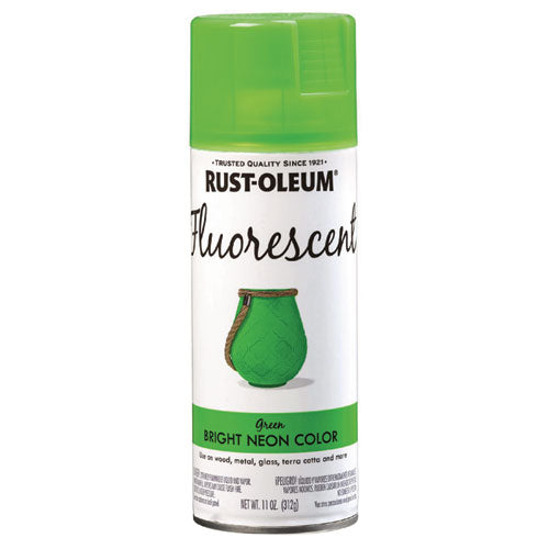 Image of Rust-Oleum® 342417 Specialty Fluorescent Spray Paint, Flat Fluorescent Green, 11oz Aerosol Can