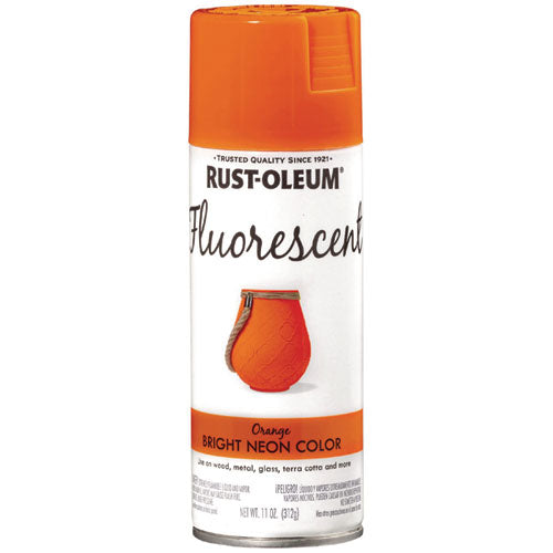 Image of Rust-Oleum® 342568 Specialty Fluorescent Spray Paint, Flat Fluorescent Orange, 11 oz Aerosol Can