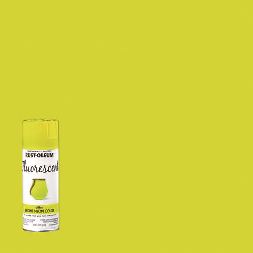 Image of Rust-Oleum® 342571 Specialty Fluorescent Spray Paint, Flat Fluorescent Yellow, 11 oz Aerosol Can