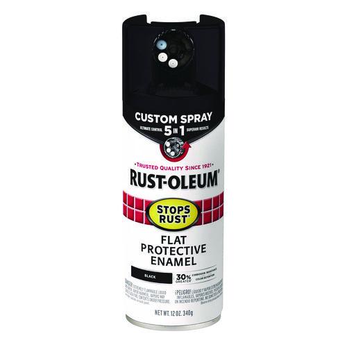 Image of Rust-Oleum® 376855 Stops Rust 5-in-1 Spray Paint, Flat Black, 12 oz Aerosol Can