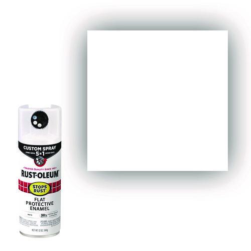 Image of Rust-Oleum® 376856 Stops Rust 5-in-1 Spray Paint, Flat White, 12 oz Aerosol Can