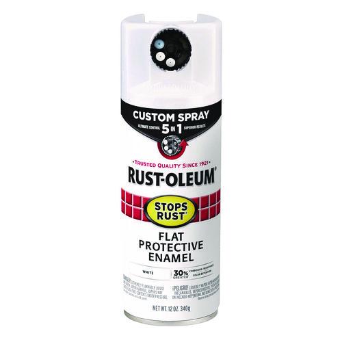 Image of Rust-Oleum® 376856 Stops Rust 5-in-1 Spray Paint, Flat White, 12 oz Aerosol Can
