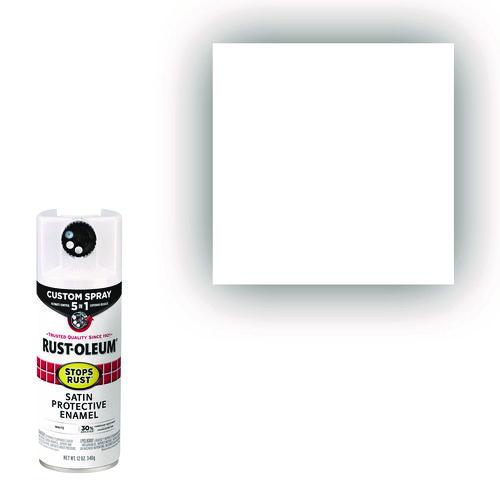 Image of Rust-Oleum® 376870 Stops Rust 5-in-1 Spray Paint, Satin White, 12 oz Aerosol Can