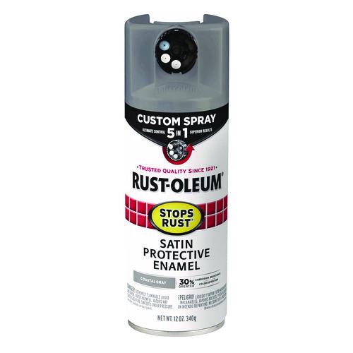 Image of Rust-Oleum® 376872 Stops Rust 5-in-1 Spray Paint, Satin Coastal Gray, 12 oz Aerosol Can