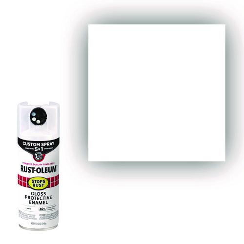 Image of Rust-Oleum® 376886 Stops Rust 5-in-1 Spray Paint, Gloss White, 12 oz Aerosol Can
