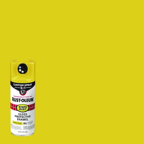 Image of Rust-Oleum® 376898 Stops Rust 5-in-1 Spray Paint, Gloss Sunburst Yellow, 12 oz Aerosol Can