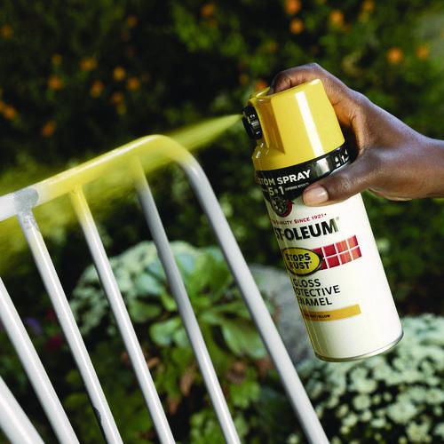 Image of Rust-Oleum® 376898 Stops Rust 5-in-1 Spray Paint, Gloss Sunburst Yellow, 12 oz Aerosol Can