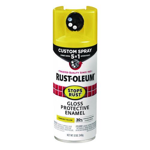 Image of Rust-Oleum® 376898 Stops Rust 5-in-1 Spray Paint, Gloss Sunburst Yellow, 12 oz Aerosol Can