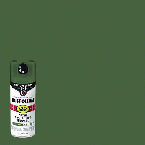 Image of Rust-Oleum® 383421 Stops Rust 5-in-1 Spray Paint, Satin Earthy Green, 12 oz Aerosol Can