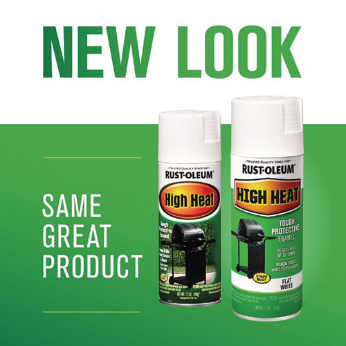 Image of Rust-Oleum® 7751830 High Heat Enamel Spray Paint, Flat White, 12 oz Aerosol Can