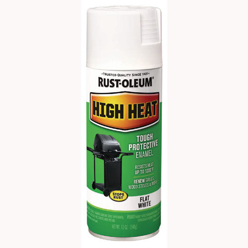 Image of Rust-Oleum® 7751830 High Heat Enamel Spray Paint, Flat White, 12 oz Aerosol Can
