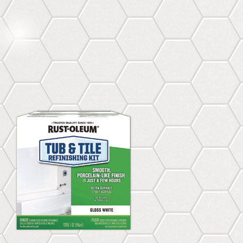 Image of Rust-Oleum® 384165 Specialty Tub and Tile Refinishing Kit, Gloss White, Quart, 4 Kits/Carton