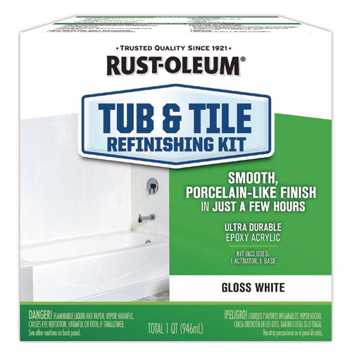 Image of Rust-Oleum® 384165 Specialty Tub and Tile Refinishing Kit, Gloss White, Quart, 4 Kits/Carton
