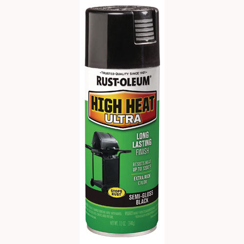 Image of Rust-Oleum® 241169 High Heat Enamel Spray Paint, Semi-Gloss Black, 12 oz Aerosol Can