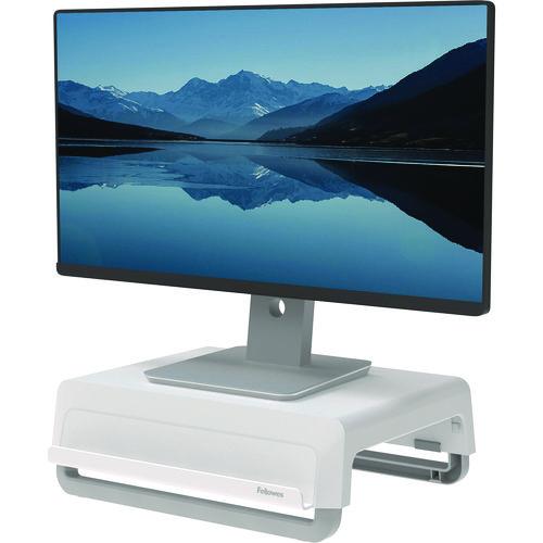 Image of Fellowes® 100098565 Breyta Monitor Stand, 13.94" x 11.97" x 3.25" to 6", White, Supports 33 lbs