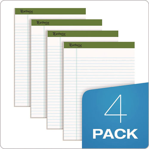 Image of Ampad® 40102R Earthwise by Ampad Recycled Writing Pad, Sand Politex Headband, Wide/Legal Rule, (40) White 8.5 x 11 Sheets, 4/Pack