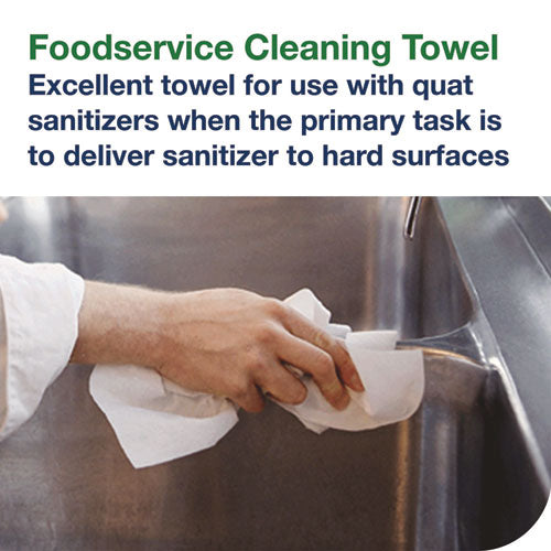 Image of Tork® 192197 Foodservice Cleaning Towel, 1-Ply, 5 x 10.75, White, 150 Sheets/Carton