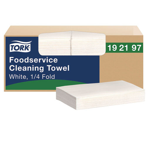 Image of Tork® 192197 Foodservice Cleaning Towel, 1-Ply, 5 x 10.75, White, 150 Sheets/Carton