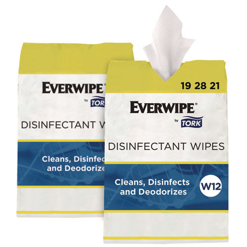 Image of Tork® 192821 Disinfectant Wipe Jumbo Rolls, 1-Ply, 8 x 6, Lemon, White, 800 Sheets, 2/Carton