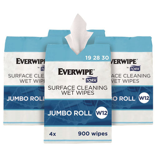 Image of Tork® 192830 Surface Cleaning Wet Wipe, 1-Ply, 6 x 6, Lemon, White, 900 Sheets, 4/Carton