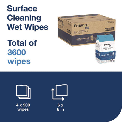Image of Tork® 192830 Surface Cleaning Wet Wipe, 1-Ply, 6 x 6, Lemon, White, 900 Sheets, 4/Carton