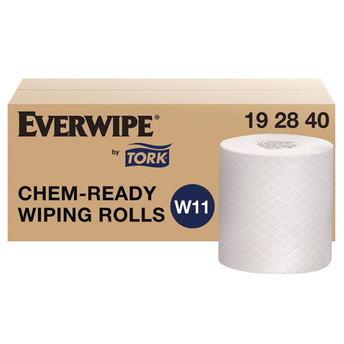 Image of Tork® 192840 Chem-Ready Wiping Rolls, 1-Ply, 12 x 5.25, White, 180 Sheets, 6 Rolls/Carton
