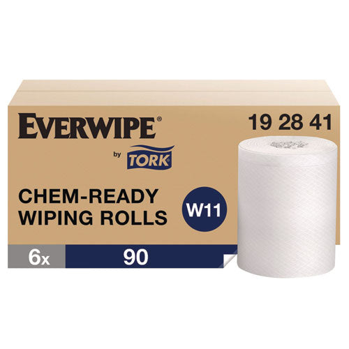 Image of Tork® 192841 Everwipe by Tork Chem-Ready Wiping Rolls, 1-Ply, 12 x 12, White, 90 Sheets, 6 Rolls/Carton