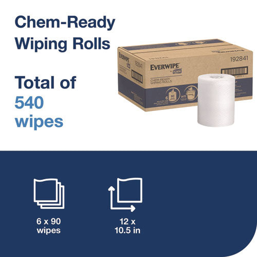 Image of Tork® 192841 Everwipe by Tork Chem-Ready Wiping Rolls, 1-Ply, 12 x 12, White, 90 Sheets, 6 Rolls/Carton