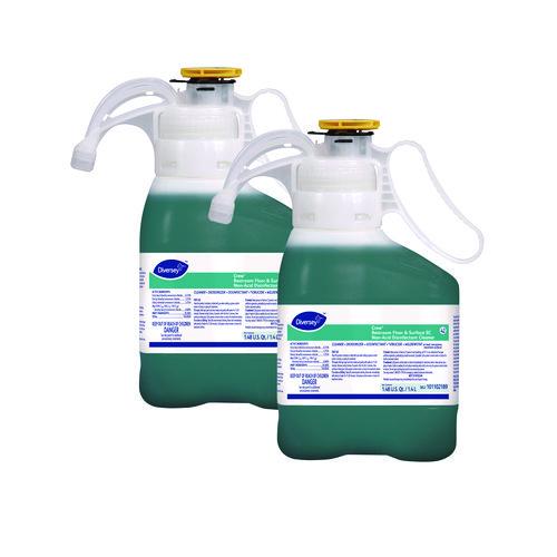 Image of Diversey 101105993 Crew Restroom Floor and Surface SC Non-Acid Disinfectant Cleaner, Fresh Scent, 1.4 L SmartDose, 2/Carton