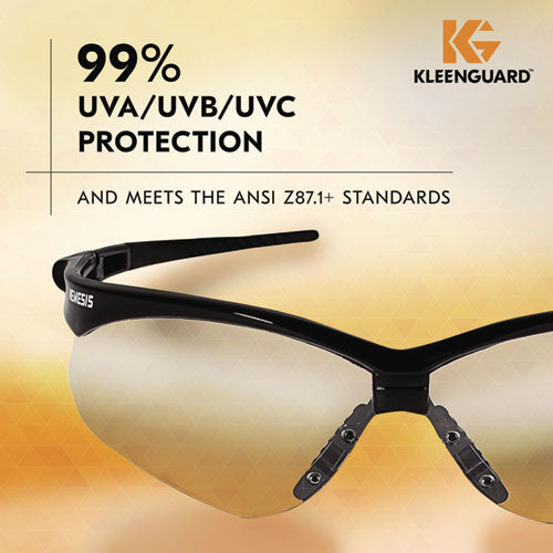 Image of KleenGuard 25685 Nemesis Safety Glasses, Black Half Frame, Clear Dual I/O Lens
