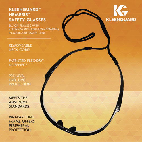 Image of KleenGuard 25685 Nemesis Safety Glasses, Black Half Frame, Clear Dual I/O Lens