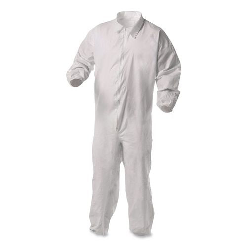 Image of KleenGuard KCC38927 KGA35 Liquid and Particle Protection Coveralls, Elastic Wrist and Ankles, Large, White, 25/Carton