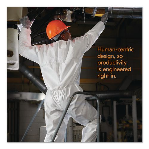 Image of KleenGuard KCC38927 KGA35 Liquid and Particle Protection Coveralls, Elastic Wrist and Ankles, Large, White, 25/Carton