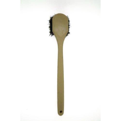 Image of Boardwalk® BWK4120 Utility Brush, Brown Palmyra Fiber Bristles, 5.5" Brush, 14.5" Tan Plastic Handle