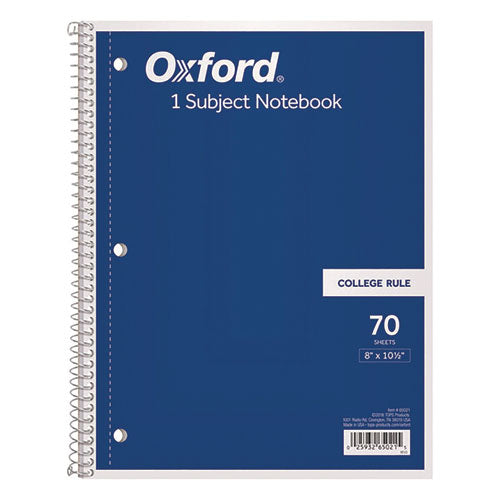 Image of Oxford 65021 Coil-Lock Wirebound Notebook, 3-Hole Punched, Medium/College Rule, Randomly Assorted Cover Color, (70) 10.5 x 8 Sheets