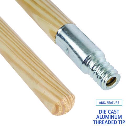 Image of Boardwalk® BWK136 Metal Tip Threaded Hardwood Broom Handle, 0.94" dia x 60", Natural