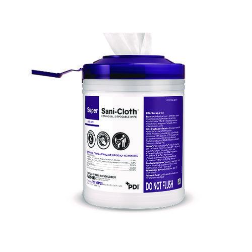 Image of Sani Professional® P86984 Super Sani-Cloth Germicidal Disposable Wipes, Extra-Large, 1-Ply, 7.5" x 15", Unscented, White, 75/Pack
