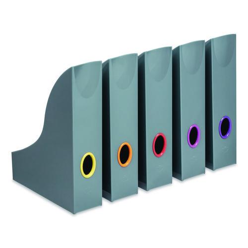 Image of Durable® 770657 VARICOLOR Plastic Magazine Racks, 2.88w x 9.5d x 12h, Gray/Multicolor, 5/Pack