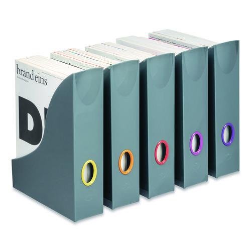 Image of Durable® 770657 VARICOLOR Plastic Magazine Racks, 2.88w x 9.5d x 12h, Gray/Multicolor, 5/Pack