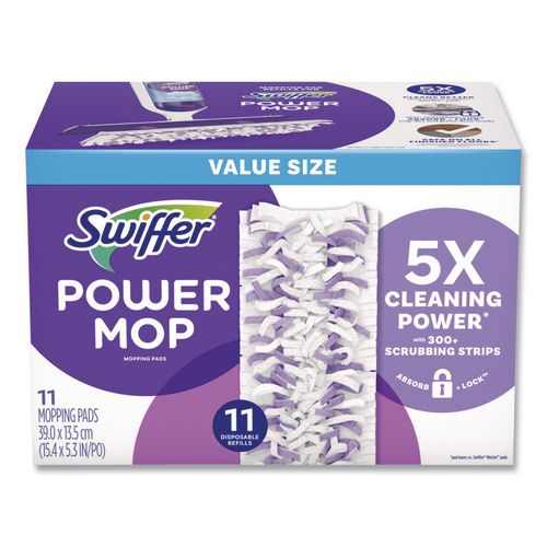 Image of Swiffer® 80769158 PowerMop Mopping Pads, 11.41 x 5.31, 11/Box, 2 Boxes/Carton