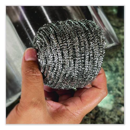 Image of Boardwalk® 83LGI Stainless Steel Scrubber, Medium Size, Steel Gray, 72/carton