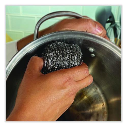 Image of Boardwalk® 83LGI Stainless Steel Scrubber, Medium Size, Steel Gray, 72/carton